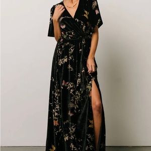 Baltic Born Uma Velvet Maxi Dress (Black Butterfly Print) Size S
